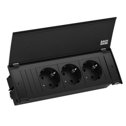 Bachmann 927.160 SET KAPSA S 3xCEE7/3 sw 1xcover RAL9005 power strip