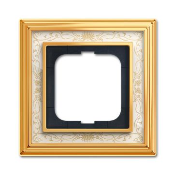 Busch-Jaeger 1721-836 cover frame, 1-way frame polished brass decor ivory white