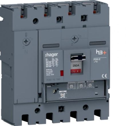 Hager HET251GR h3+ P250 4P4D 250A 70kA circuit breaker