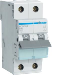 Hager MCN516 circuit breaker C16A 1-pole+N 6kA