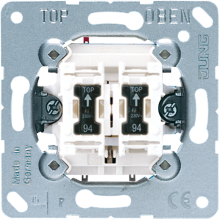 Jung 535U5 double button, 2 NO contacts with 2 glow lamps Item no.: 94, 10 A 250 V ~
