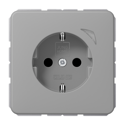 Jung BTCD1521SEGR SCHUKO socket, 16 A 250 V ~, screw terminals, with function display, integrated increased contact protection, SAFETY+, Duroplast, CD series, grey