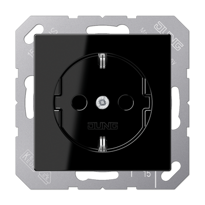 Jung A1521BFSW SCHUKO socket, 16 A 250 V ~, screw terminals, thermoplastic, series A, black