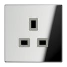 Jung GCR3521 socket, 13 A 250 V ~, screw terminals BS 1363-1, 4 mm2, without claws, integrated increased contact protection, SAFETY+, chrome-plated metal, LS series, g