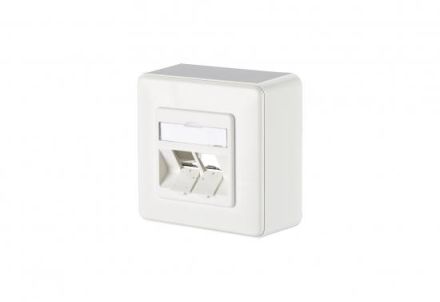 METZ CONNECT for 2xE-DATModul Cat.6A 8/8 (8) AP data connection box empty pure white, 1309150002-E