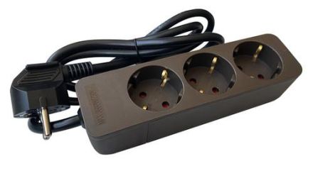PROTEC.class 05105874 PTSD 3b 3-way without switch brown power strip