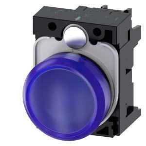 Siemens 3SU1106-6AA50-1AA0 indicator light 22mm round blue lens smooth