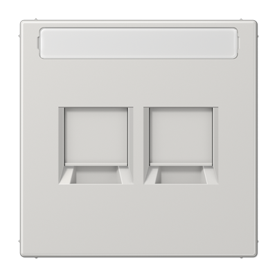 Jung LS1969-25NAWELG cover (latched) for modular jack sockets 2-way, EMT, AMP, MTRJ, with label field, thermoplastic, LS series, light grey