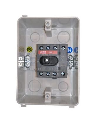 ABB Stotz-Kontakt OTU25BA4MS2, switch disconnector in housing 4-pole 25A 690V with red-yellow handle, 1SCA132683R1001