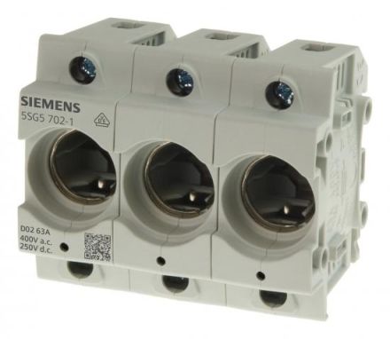 Siemens 5SG5702-1 D02 3-pole 63A 400V 250V NEOZED fuse base