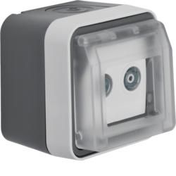 Berker 12033515 antenna socket 2-hole with hinged lid surface-mounted, single socket grey/light grey matt Berk