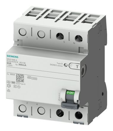 Siemens 5SV3326-4 2-pole type B 63A 30mA 230V residual current circuit breaker