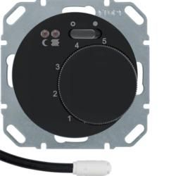 Berker 20342045 floor temperature controller with closer, central piece, rocker switch, black, glossy