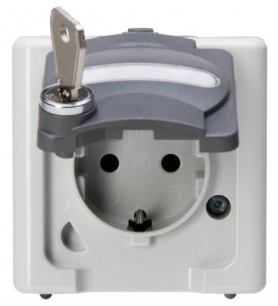 Kopp 103512000 AP-wet room 1f. 16A 250V IP44 11 grey SCHUKO socket