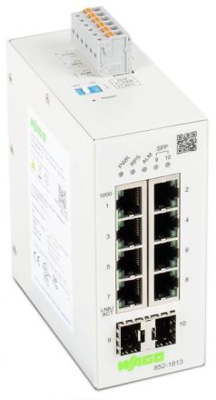 Wago 852-1813 8-Port 1000BASE-T 2-Slot 1000BASE-SX/LX Lean Managed Switch