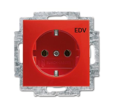 Busch-Jaeger 20 EUC/DV-917 SCHUKO® socket insert, with imprint 'EDV' red RAL 3020