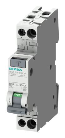 Siemens 5SV1316-3KK10 1TE 1P+N 6kA Type F 30mA B10 FI/LS switch