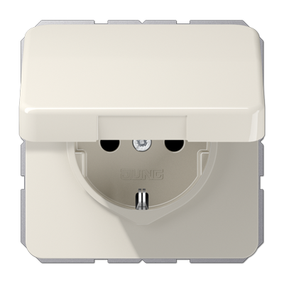 Jung CD1521BFKL SCHUKO socket, 16 A 250 V ~, screw terminals, without claws, hinged cover, thermoplastic, CD series, white