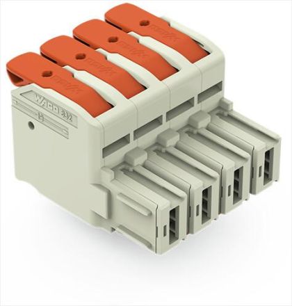Wago 832-1104/322-000 100% mismating protected light grey 1 conductor female connector