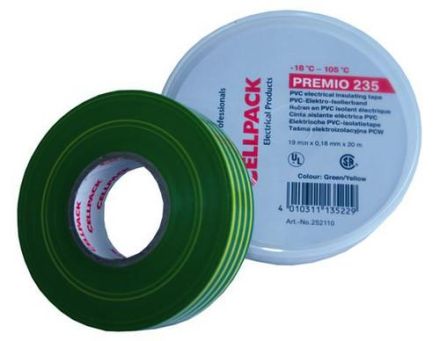 Cellpack 252110 No. 235 0.18x19mm 20m green-yellow Premio PVC tape