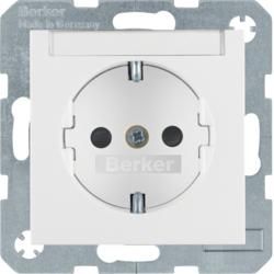 Berker 47491909 SCHUKO socket with label field polar white matt Berker S.1/B.3/B.7