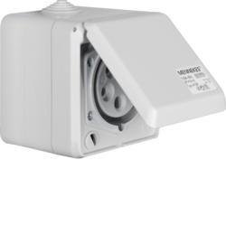 Berker 558001 CEE socket 5-pin Ap 16 A with hinged cover light grey connection systems