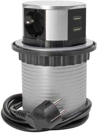 Kopp 229005011 TSD tower 3-way silver-black power strip