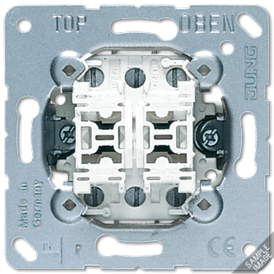 Jung 509EU rocker switch, 10 AX 250 V ~, double changeover, without claws