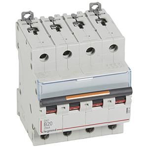 Legrand 409743 Circuit breaker DX3 B20A 4P 25KA 4M
