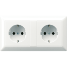 Jung AS1522WW cable duct SCHUKO® socket, 2-way, 16 A 250 V ~, Duroplast, AS series, alpine white