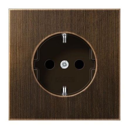 Jung ME1520NKIAT SCHUKO socket, 16 A 250 V ~, without claws, integrated increased contact protection, SAFETY+, brass, LS series, antique brass
