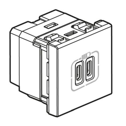 Legrand 79390 USB charging module MOSAIC 2xUSB-C 2Mod 2400MA aluminum, (white)