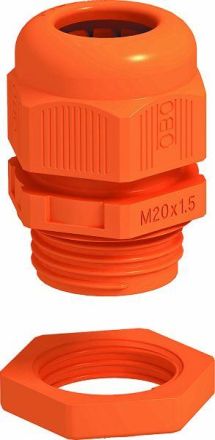 OBO Bettermann V-TEC VM20+ OR pastel orange cable gland with lock nut, 7205660
