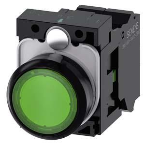 Siemens 3SU1102-0AB40-3BA0 push button illuminated 22mm round green 1S