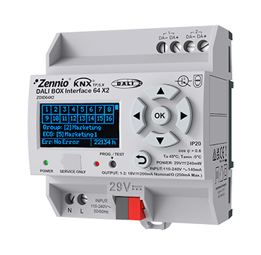 ZENNIO ZDID64X2 KNX-DALI Interface DALI BOX | 2 channels, 64 control gears per channel