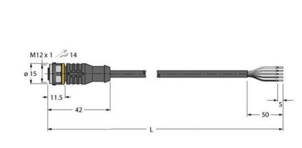 Turck 6625016 RKC4.5T-2/TEL actuator and sensor cable