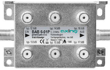 Axing BAB6-01P 6-way splitter, 5-1218 MHz