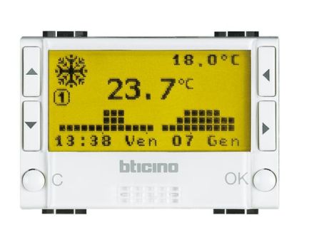 Bticino N4451 Chronothermostat with display white UP, (bright white)