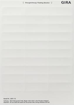 Gira 2875112 labelling sheets 23.7x66.3mm accessories pure white