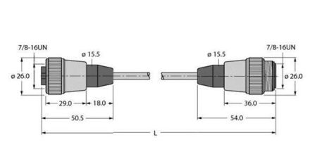 Turck 6914153 RKM52-10-RSM52 PUR cable sheath