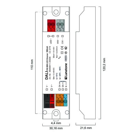 LUNATONE 86458911-350DE DALI LED dimming actuator CC DT8 DE | TW, 350mA