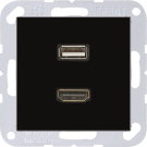 Jung MAA1163SW multimedia connection system HDMI / USB 2.0, Series A, black