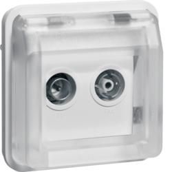 Berker 12033542 antenna socket insert 2-hole surface-mounted single socket Berker W.1 polar white matt