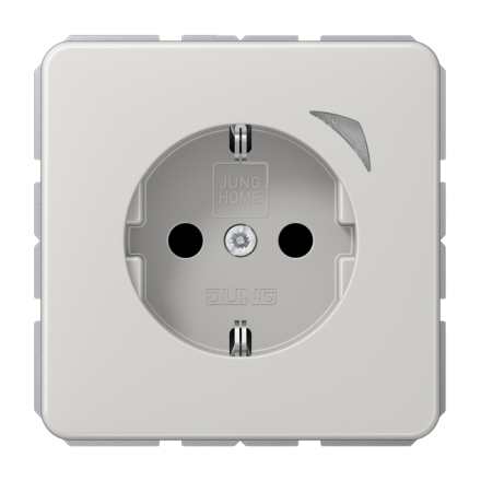 Jung BTCD1521SELG SCHUKO socket, 16 A 250 V ~, screw terminals, with function display, integrated increased contact protection, SAFETY+, Duroplast, CD series, light grey