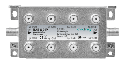 Axing BAB8-01P 8-way splitter, 5-1218 MHz