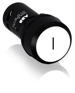 ABB Stotz-Kontakt CP11-10W-10, pushbutton, flat, momentary, white button with black I, 1 make contact, 1SFA619110R1015