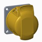 ABB Stotz-Kontakt 216R4, panel-mounted socket, 16 A, IP44 4h, 2P+E, 100-130 V, yellow, 10 pieces, 2CMA193145R1000