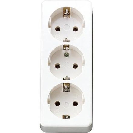 Jung 10S23LAWW SCHUKO® triple socket, without strain relief, alpine white