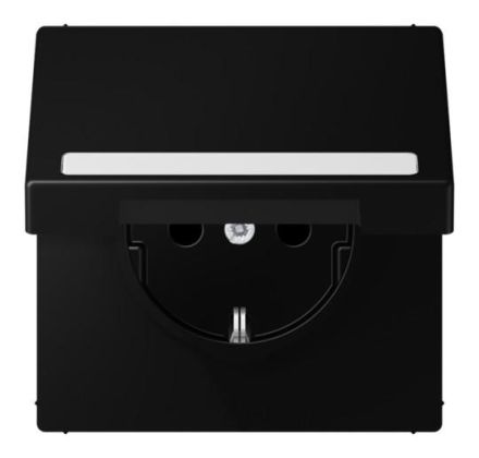 Jung LS1520BFNAKLSWM SCHUKO socket, 16 A 250 V ~, with label field, integrated increased contact protection, SAFETY+, hinged lid, thermoplastic painted, LS series, graphite