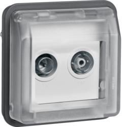 Berker 12033545 antenna socket insert 2-hole surface-mounted single socket Berker W.1 light grey matt